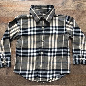 Toddler Burberry Boys Plaid Dress Shirt 85 NWOT